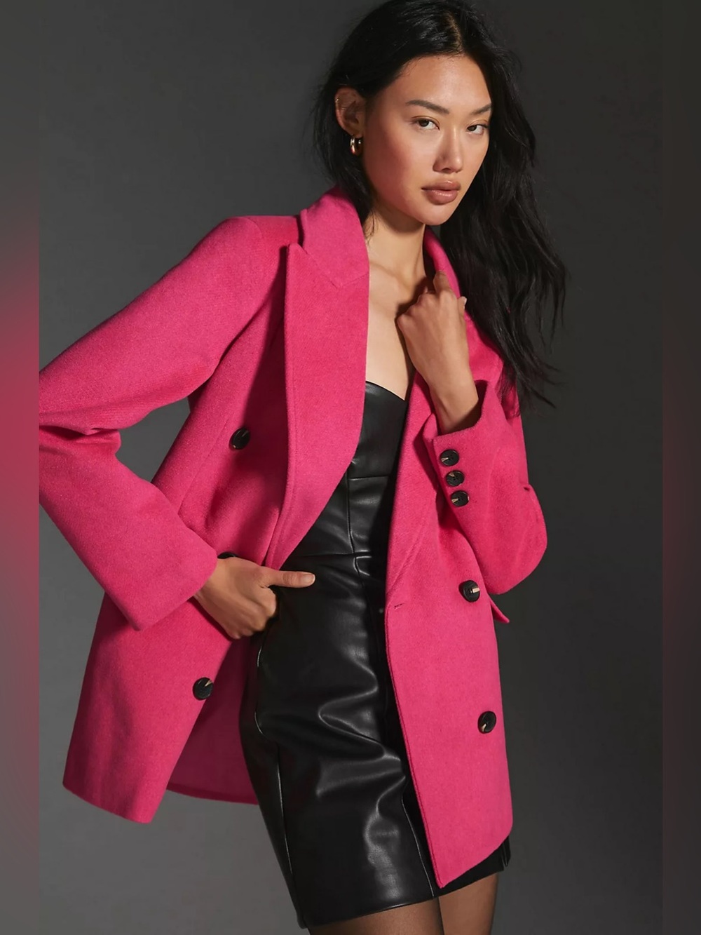 NWT Avec Les Filles Double Breasted Oversized  Wool Coat originally $198 size XS